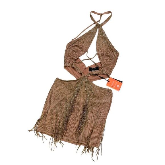 DUNDAS x REVOLVE Cher‎ Embellished Mini Dress in Gold - Picture 3 of 14